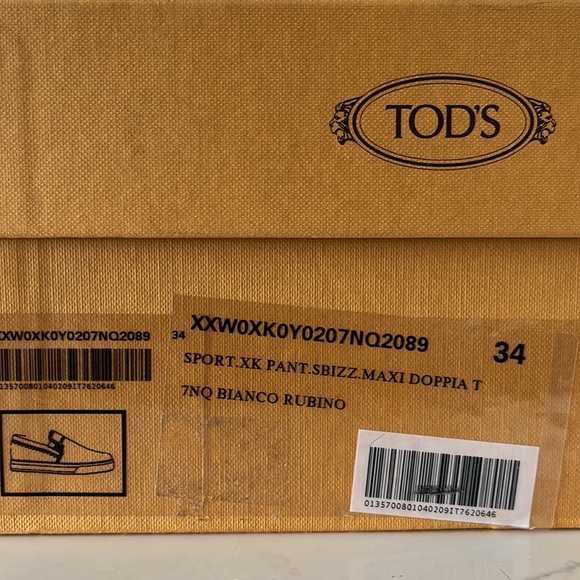 TOD’S SIZE 34 SPORT BIANCO RUBINO SLIP-ON - Picture 11 of 11